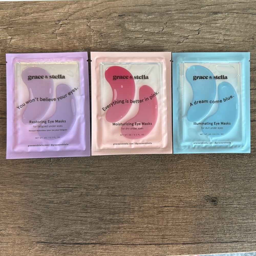 Grace & Stella eye masks set of 3. Restoring, Moisturizing, and Illuminating